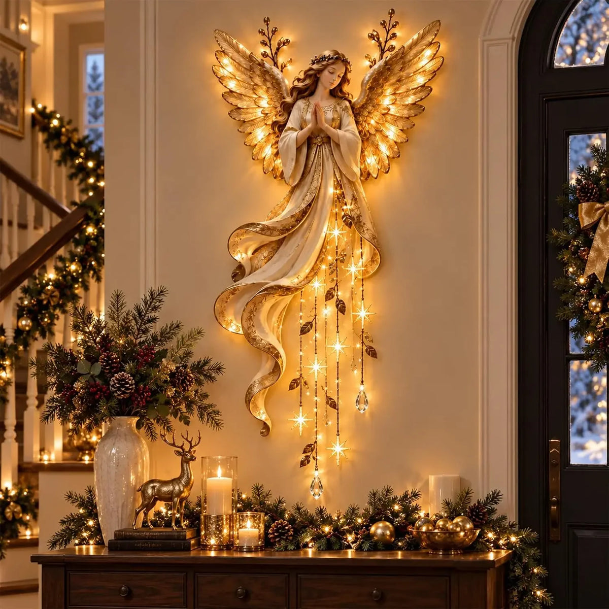 Heavenly Angel Wings Nativity Light – Lighted Nativity Wall Decor,Faith Inspired Holiday Decoration for Christmas Home Decor