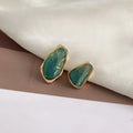 Simple Temperament Gradient blue-green Irregular Geometric Asymmetrical Stud Earrings Vintage Fashion Jewelry For Women