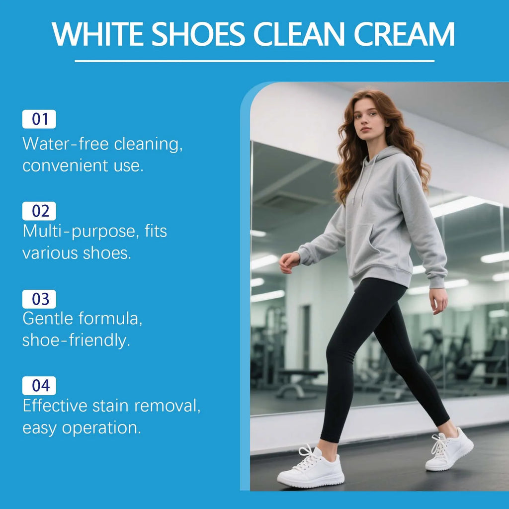 White Shoe Cleaner Cream Sneaker Stain Remover Waterless Cleaning Paste Whitening Repair Polish Leather Canvas Shoe Care 100g