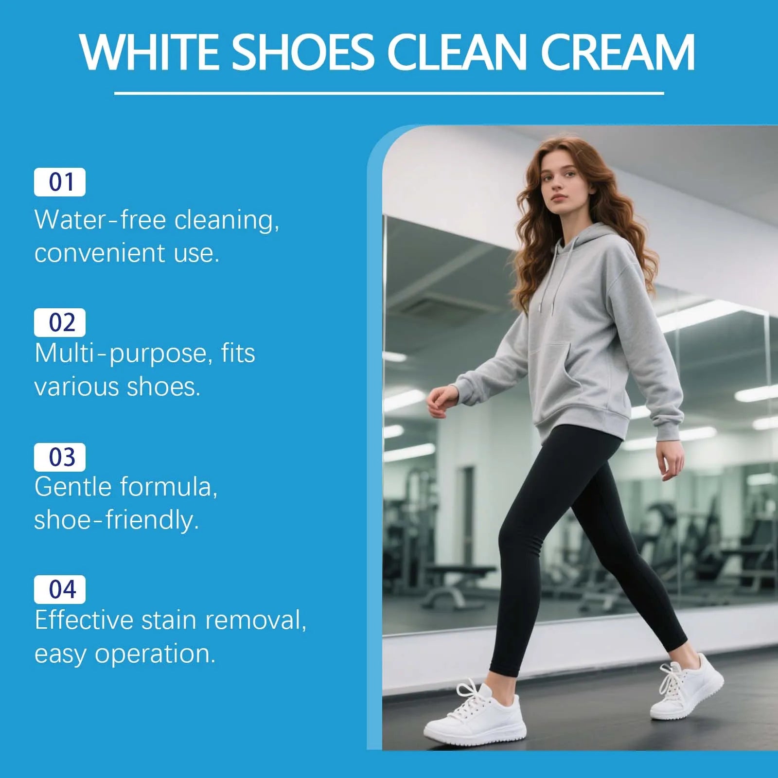 White Shoe Cleaner Cream Sneaker Stain Remover Waterless Cleaning Paste Whitening Repair Polish Leather Canvas Shoe Care 100g