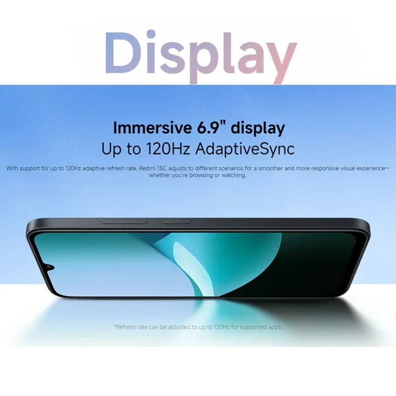 Global Version Xiaomi Redmi 15C Smartphone 6000mAh (typ) Large Battery 33W Charging 50MP AI Dual Camera 6.9" 120Hz Display
