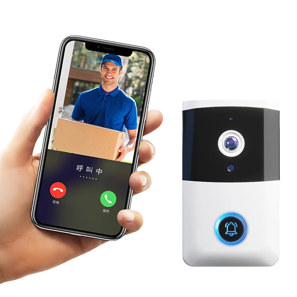 WiFi Wireless Video Doorbell IR Night Vision Doorbell Camera Two-way Audio Smart Door Bell for Home Security Alarm System