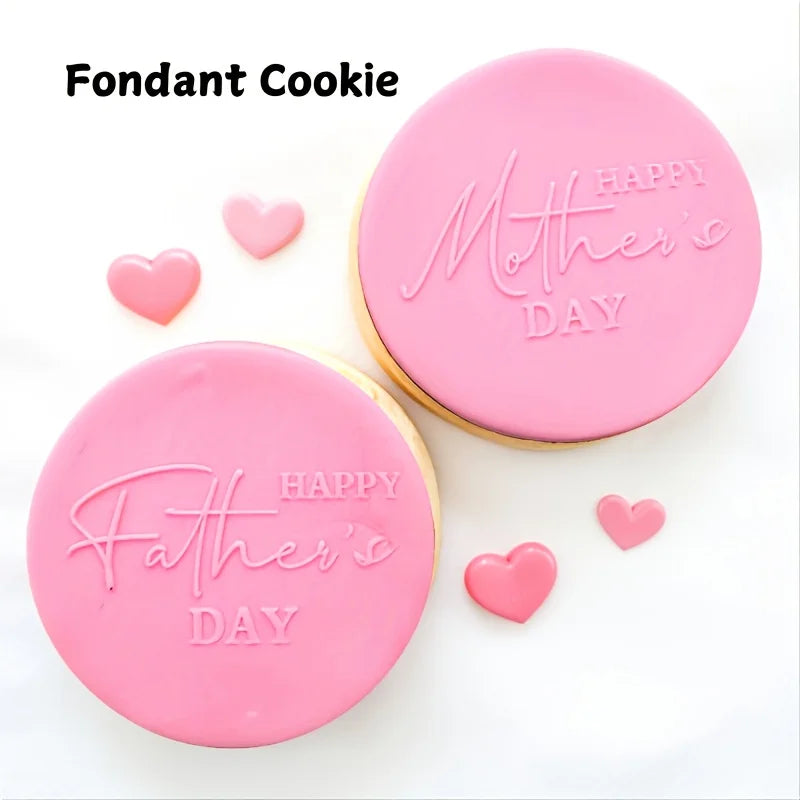 Happy Mother's Day / Father's Day Acrylic Cookie Embosser Stamp - Fondant Cake Decorating Tool for Baking DIY Gifts