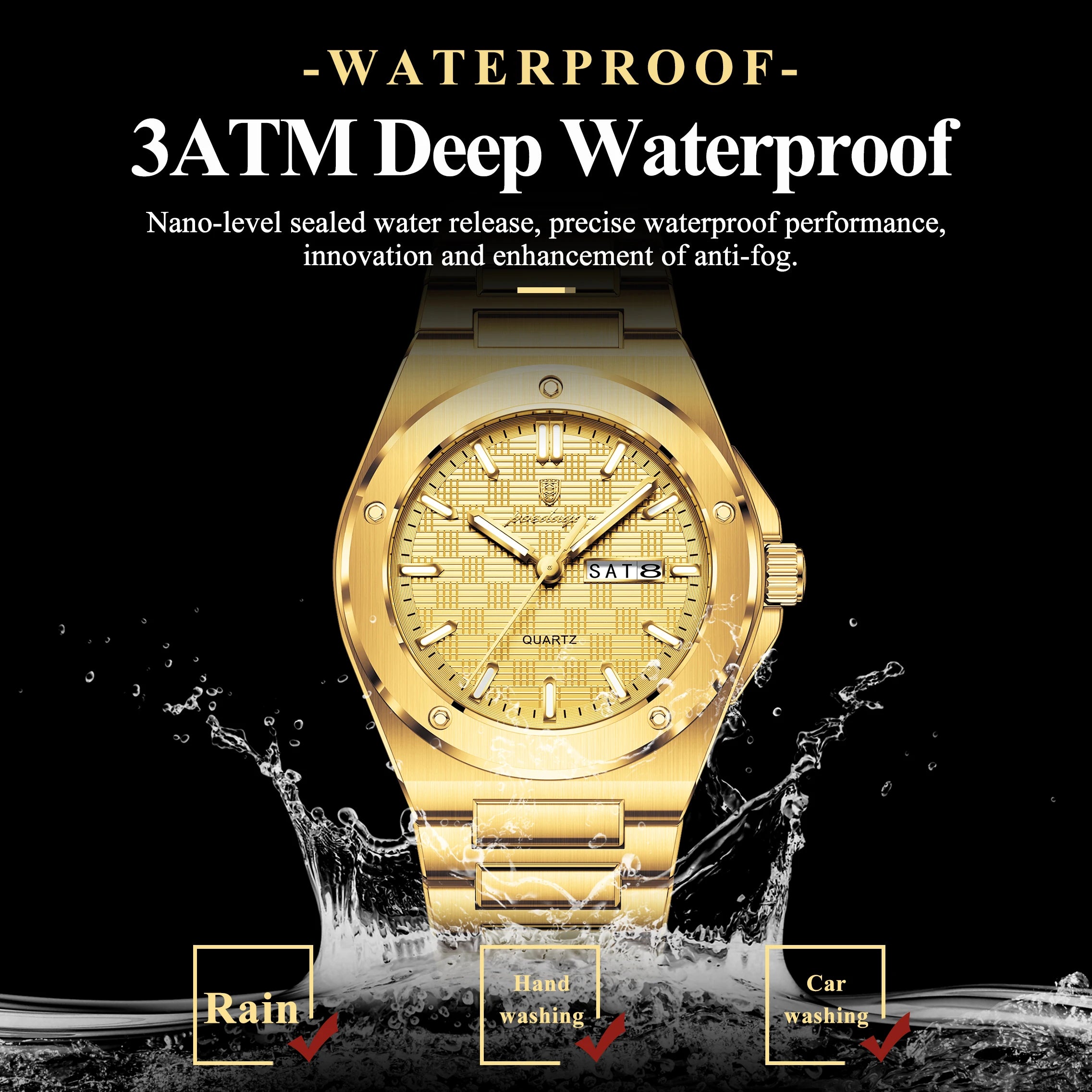 POEDAGAR Business Men Clock Date Week Stainless Steel Luxury Man Wristwatch Waterproof Luminous Sport Quartz Men's Watches Reloj