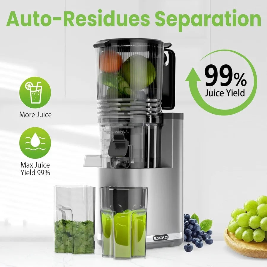 Cold Press Juicer with 6.5Inch Extra Large Feed Chute for Efficient Juice Extraction from Whole Vegetables and Fruits HandsFree