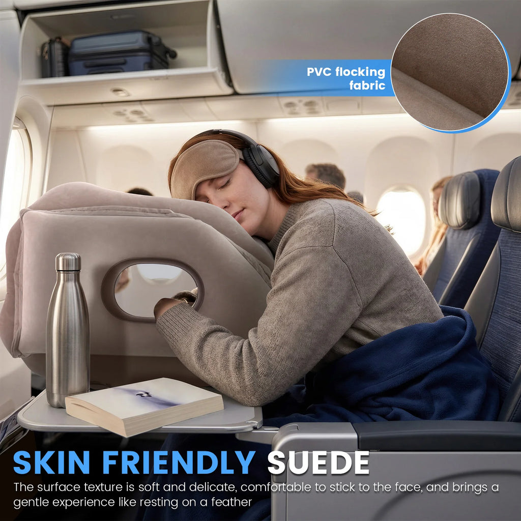 Inflatable Travel Pillow Portable Headrest Chin Support Cushions Support Neck Pillow for Airplane Car Bus Train Office Nap Rest