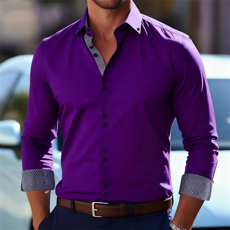 2026 New Men's Button Business Casual Shirt Long Sleeve Collar Shirt - Fashionable and Elegant Casual Top Shirt