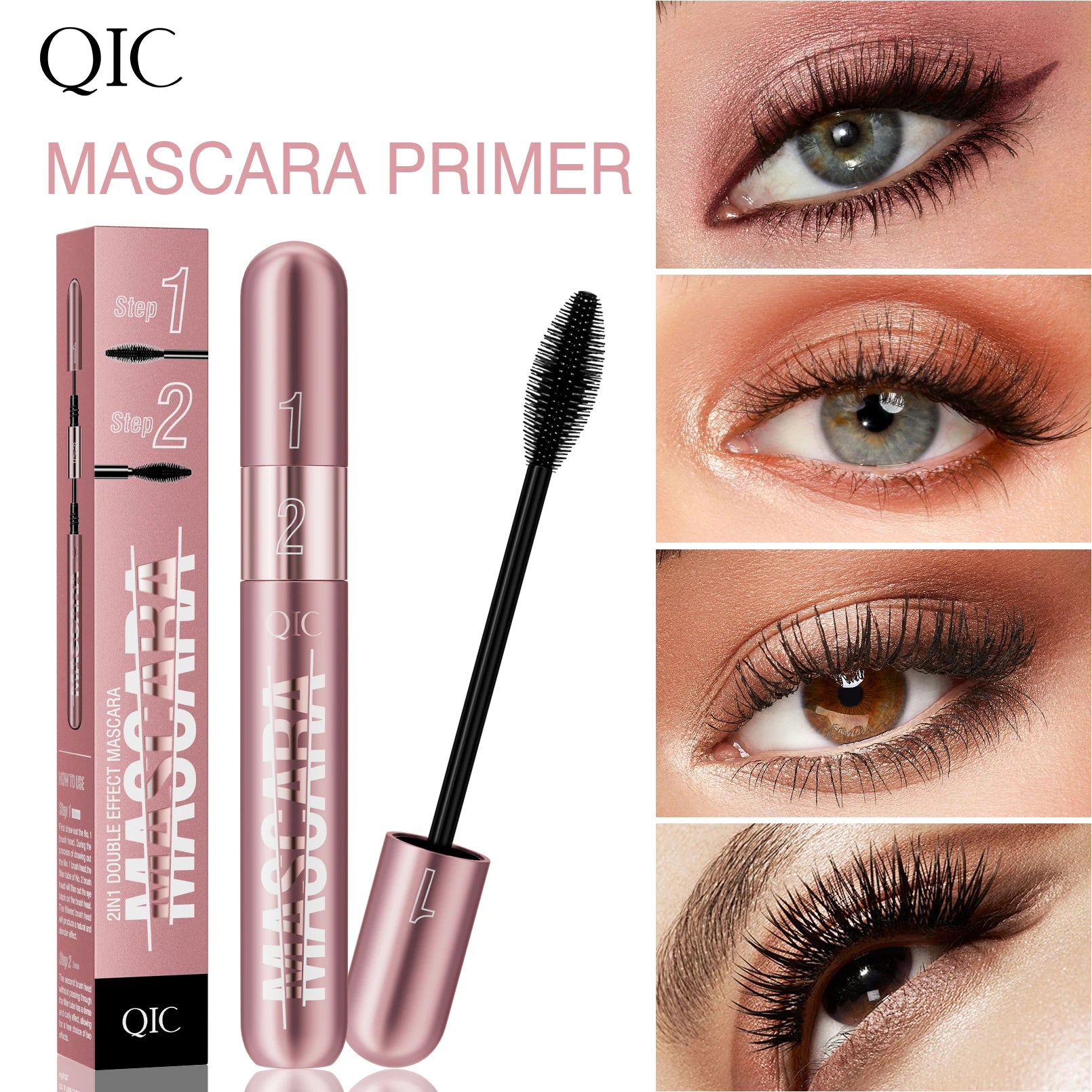 Dual-effect Waterproof Sweatproof 4D Mascara, Thick Lengthening Anti-smudge Dense Long-lasting Curling Eye Makeup