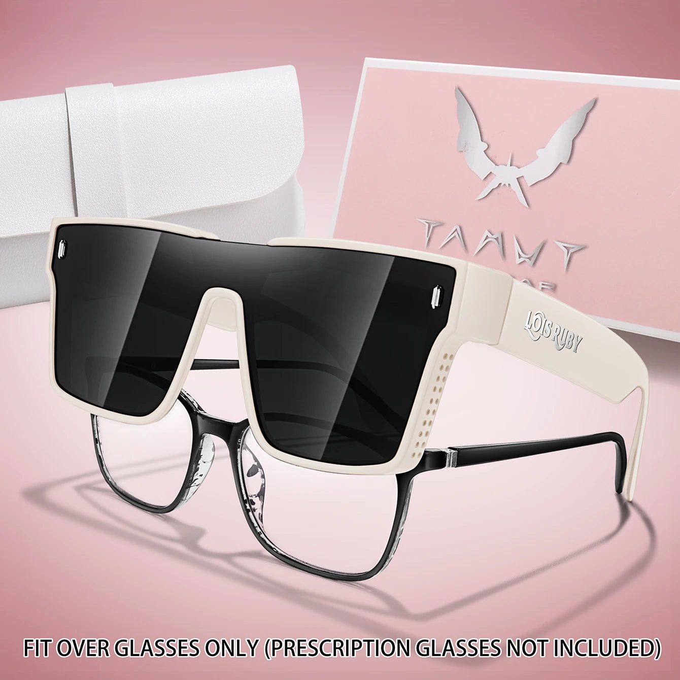 Men's Oversized Square Sunglasses Fit over Lens Myopic Eyeglasses for Prescription Wear Driving Fishing Bicycle Goggles