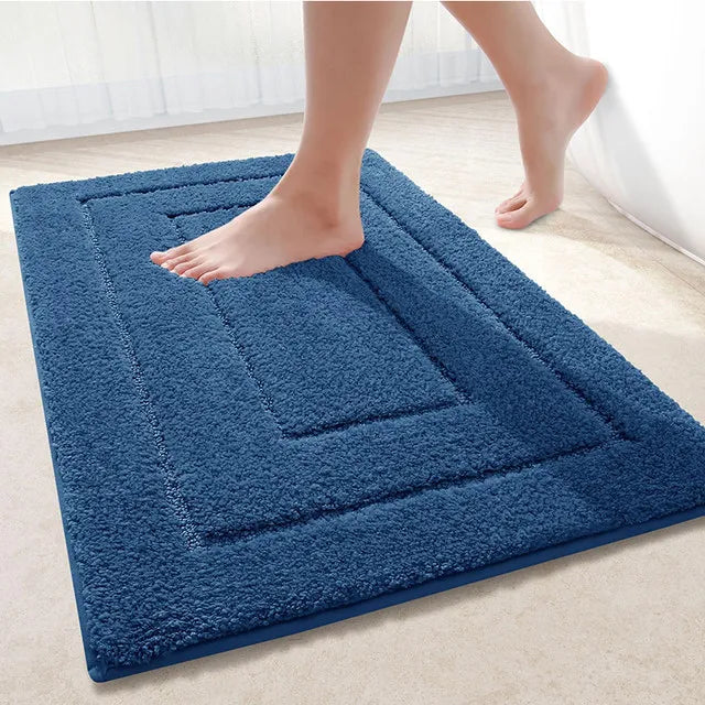Microfibre Bathroom Rugs Non-Slip Washable Bath Doormat Water Absorbent Resist Dirt Bath Carpet Shower Velveteen Foot Mat