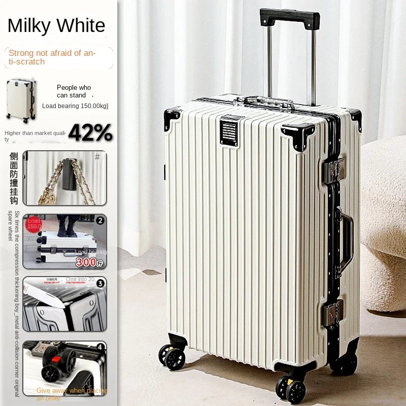 Suitcase Aluminum Frame New Luggage Men and Women Password trolley case Student Removable Wheel 20/28 inch Travel Suitcases