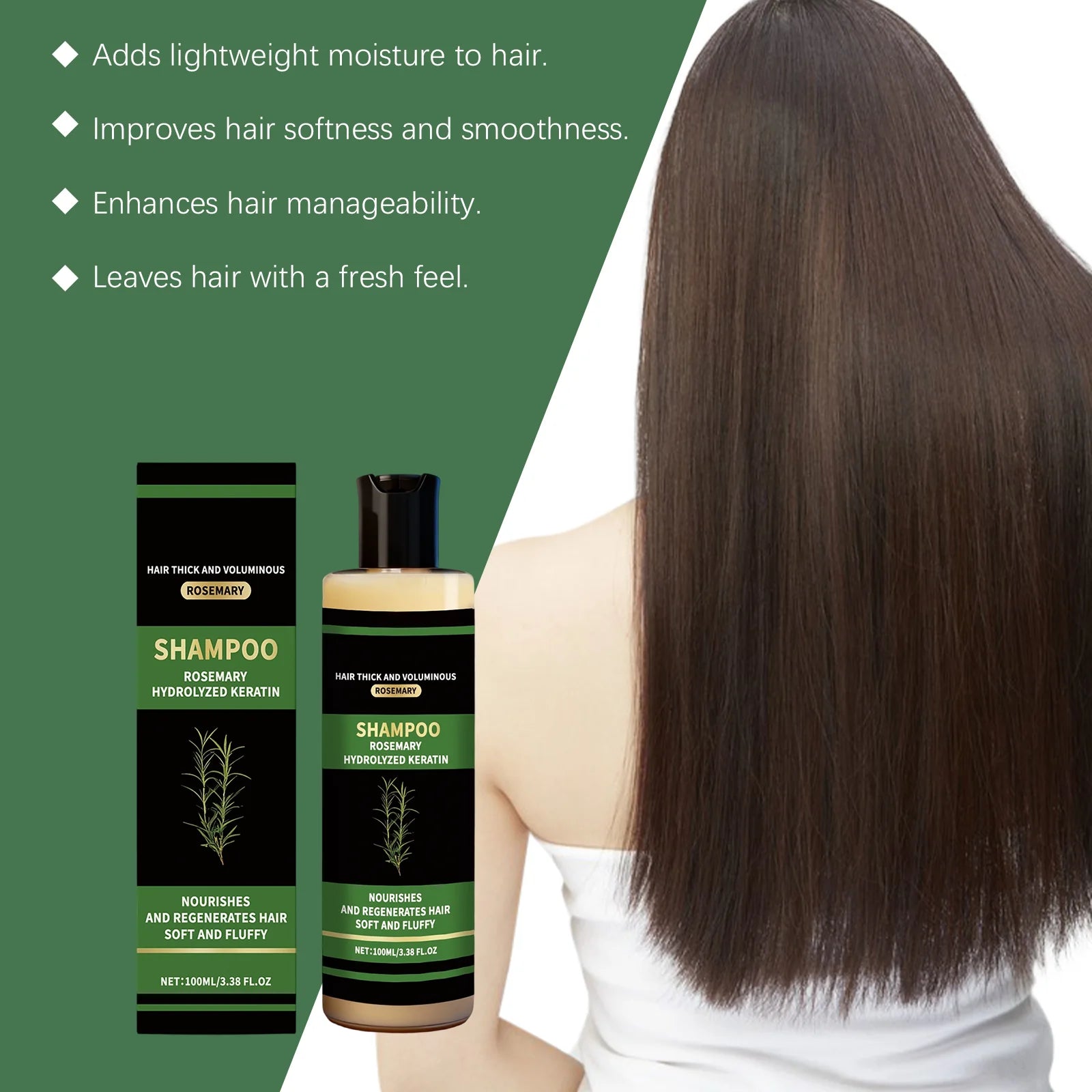 Rosemary Hair Strengthen Shampoo Hair Growth Dense Hair Prevent Breakage Nourish Scalp Remove Dandruff Hair Volumizing Shampoo