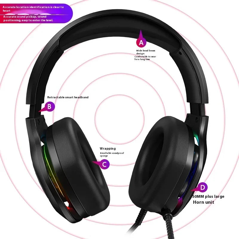Gaming Headphones For PC/PS4/PS5 EKSA E1000 7.1 Surround RGB Gaming Headset Gamer USB Wired Headphones With Noise Cancelling Mic