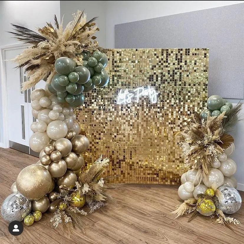3FTx6FT Shimmer Wall Backdrop 18Pieces Square Sequin Panels Shiny Wall Sequins for Birthday Anniversary Wedding Engagement Party
