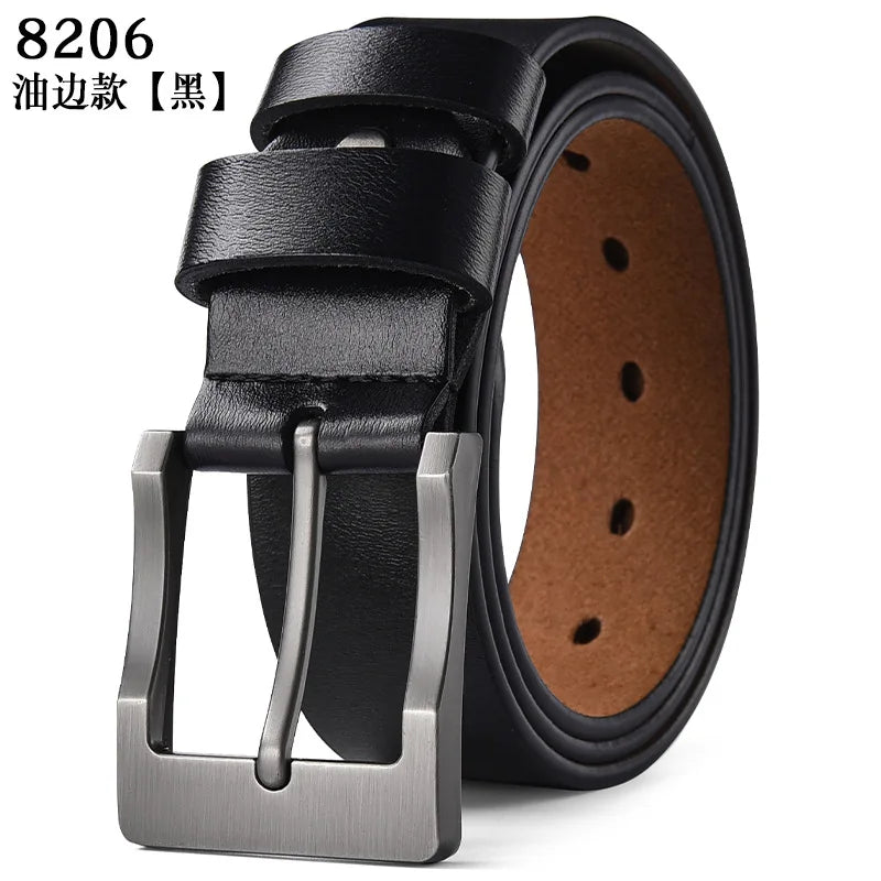 Men's Soft Cowhide Belt Metal Pin Buckle Male Leather Waistband 105-140 150 160 170cm Plus Size Real Leather Jeans Waist Straps