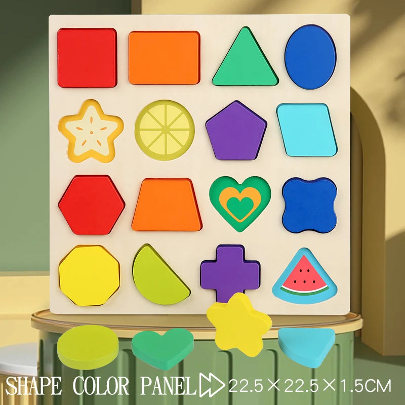 Montessori Wooden Puzzle for Children - Alphabetic Arithmetic Number Geometric Shapes Educational Game Toy for Preschool Learnin