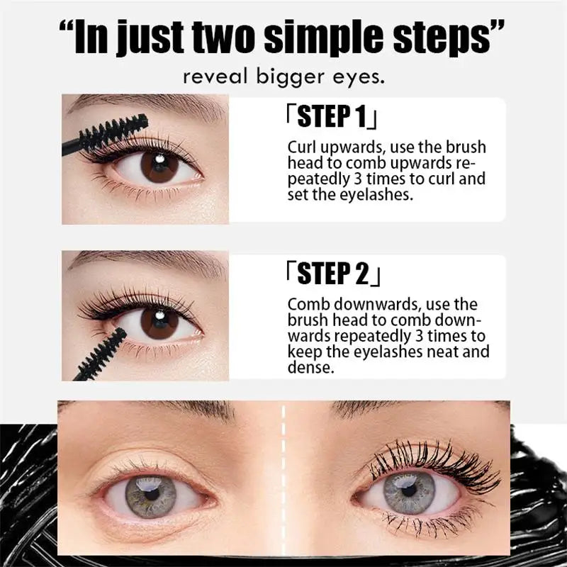 Eye Black Mascara Waterproof Lengthens Eyelashes Extension Silk Fiber Mascare Eye Makeup for Women Cosmetic Korean Make up
