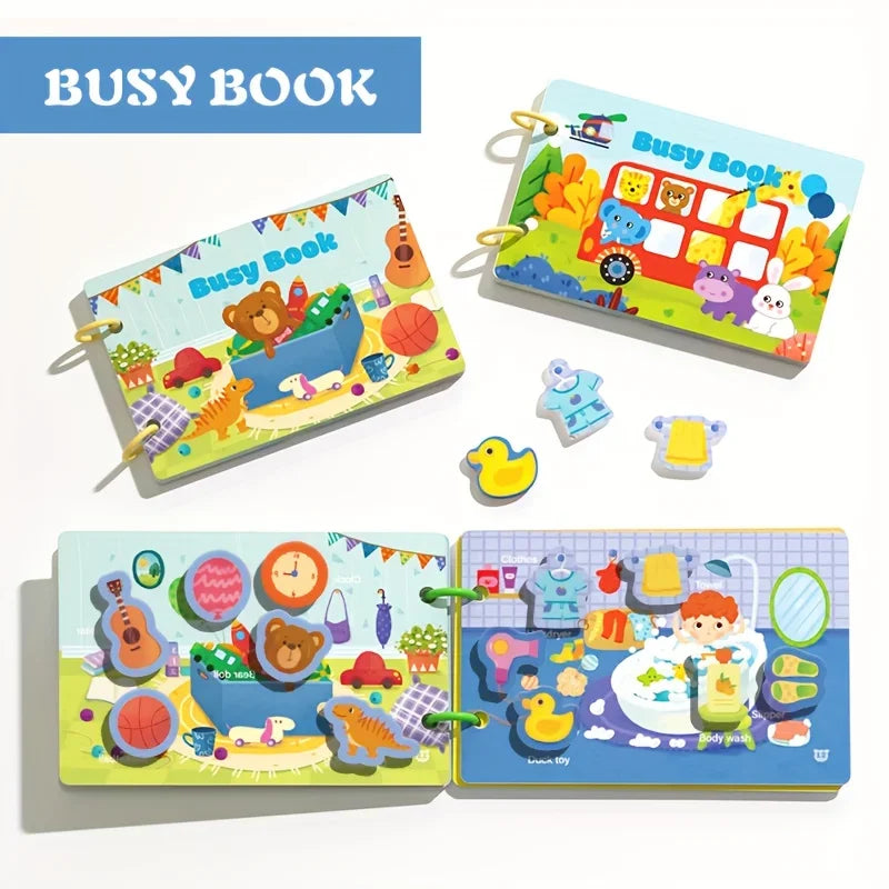 1 Set Montessori, Quiet Book, Preschool Learning Activity Book, Numbers Shapes, Tactile Training- Sensory Puzzle Playset