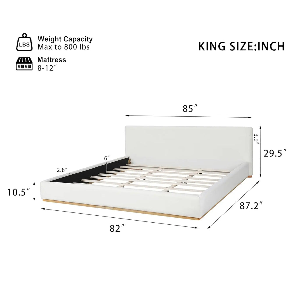 Modern King Size Platform Bed Frame with Cloud Headboard, King Size Boucle Cloud Platform Bed for Adult, Mattress Foundation, No