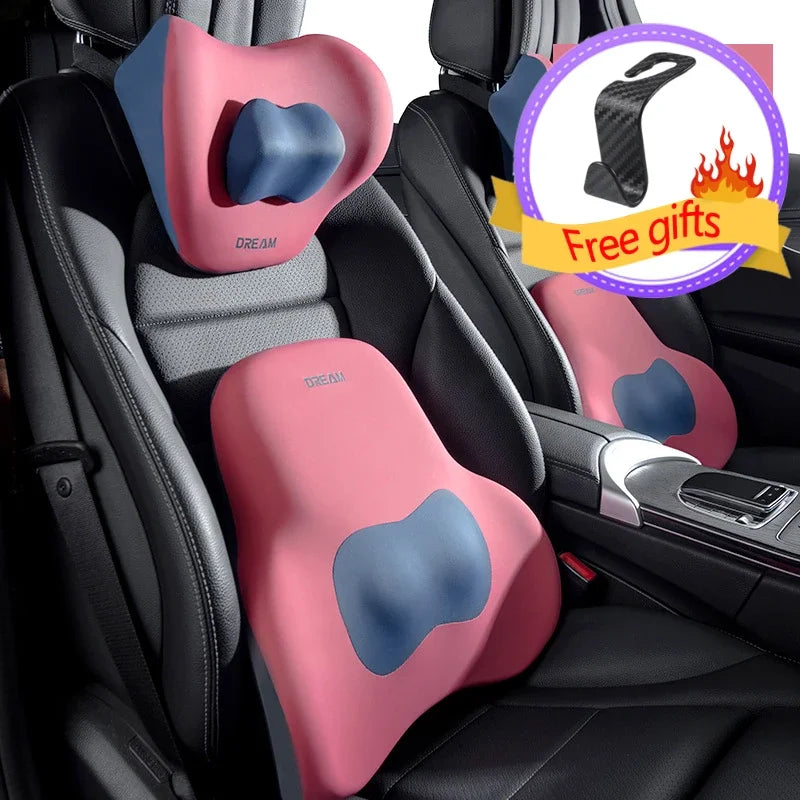 Car Seat Pillow Adjustable Neck Pillow Lumbar Support Pad Breathable Memory Foam Slow Rebound Pillow Universal Lumbar Cushion