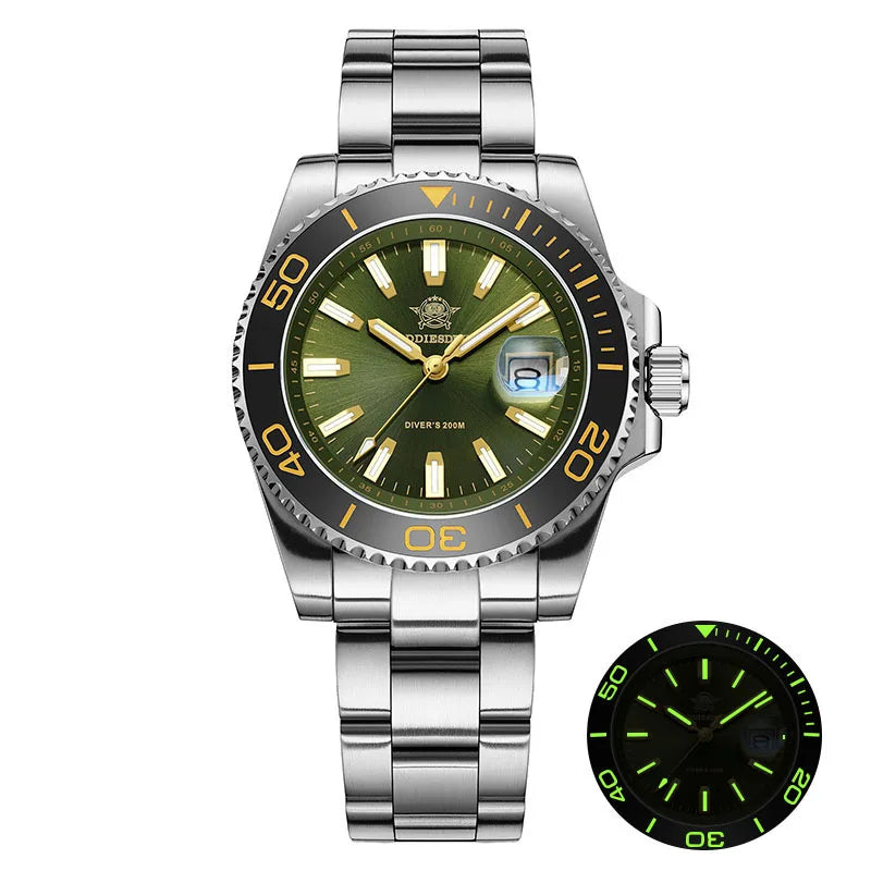 ADDIESDIVE New Diving Watch Men Luminous Cerammic Bezel 316L Stainless Steel 200m Waterproof AR Coated 41mm Quartz Wristwatch