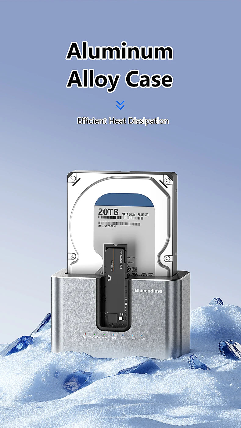 Blueendless offline Clone Function M.2 NVME to SATA 2.5 3.5 2.5/3.5 Inch SSD HDD Duplicator Docking Station Enclosure Adapter