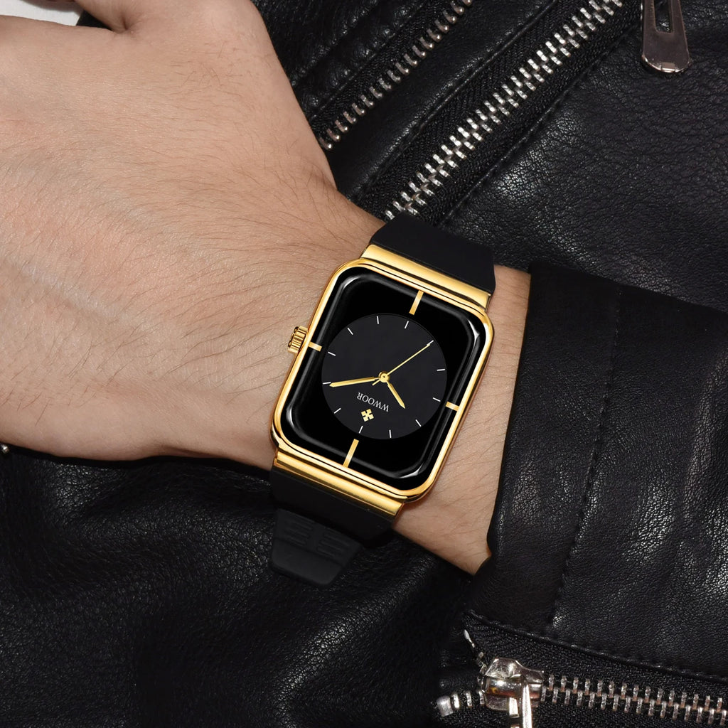 WWOOR  Men's Watches Top Brand Luxury Watch For Men Gold Fashion Stainless Steel Waterproof Quartz Wristwatch  Relogio Masculino