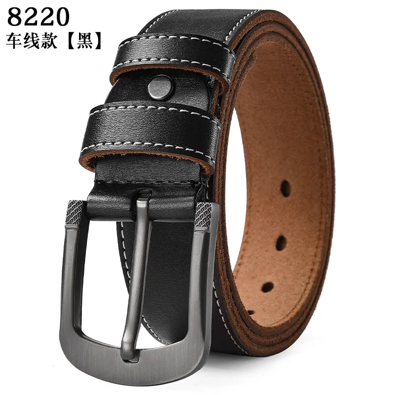 Large Size 105-140 150 160 170cm Genuine Leather Jeans Belt 3.8CM Cowhide Copper Buckle Waistband Casual Luxury Male Strap Cinto