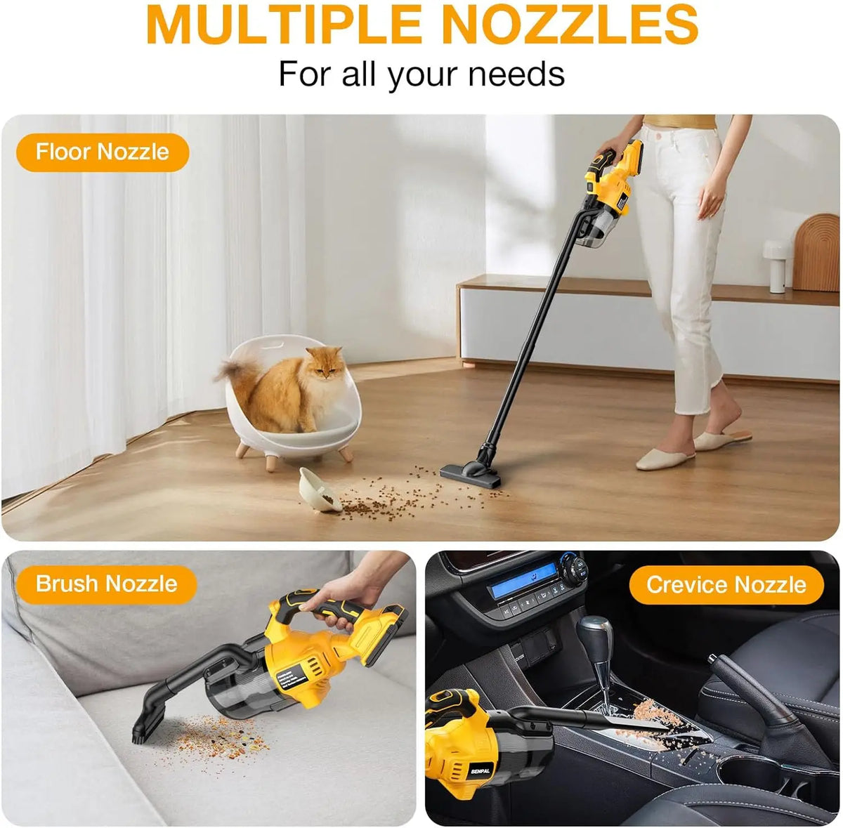 Handheld Vacuum Cleaner with 2pcs Filter  Electric Cordless Vacuum  for Home Car Pet Hair Clean For DeWalt 20V Battery