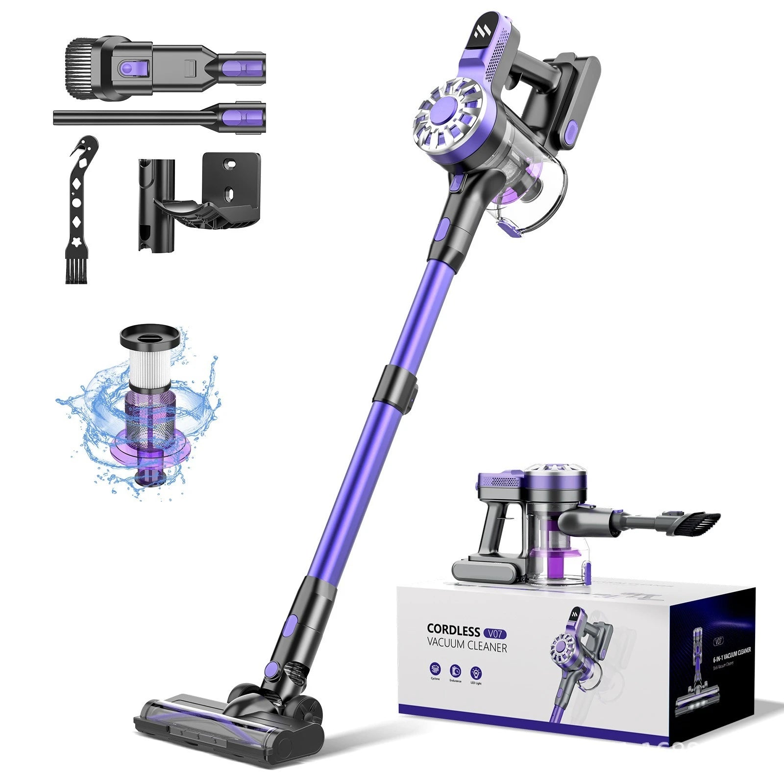 Household Portable vacuum cleaner small large suction hand-held pushrod 2-in-1 cleaning hair telescopic vacuum cleaner
