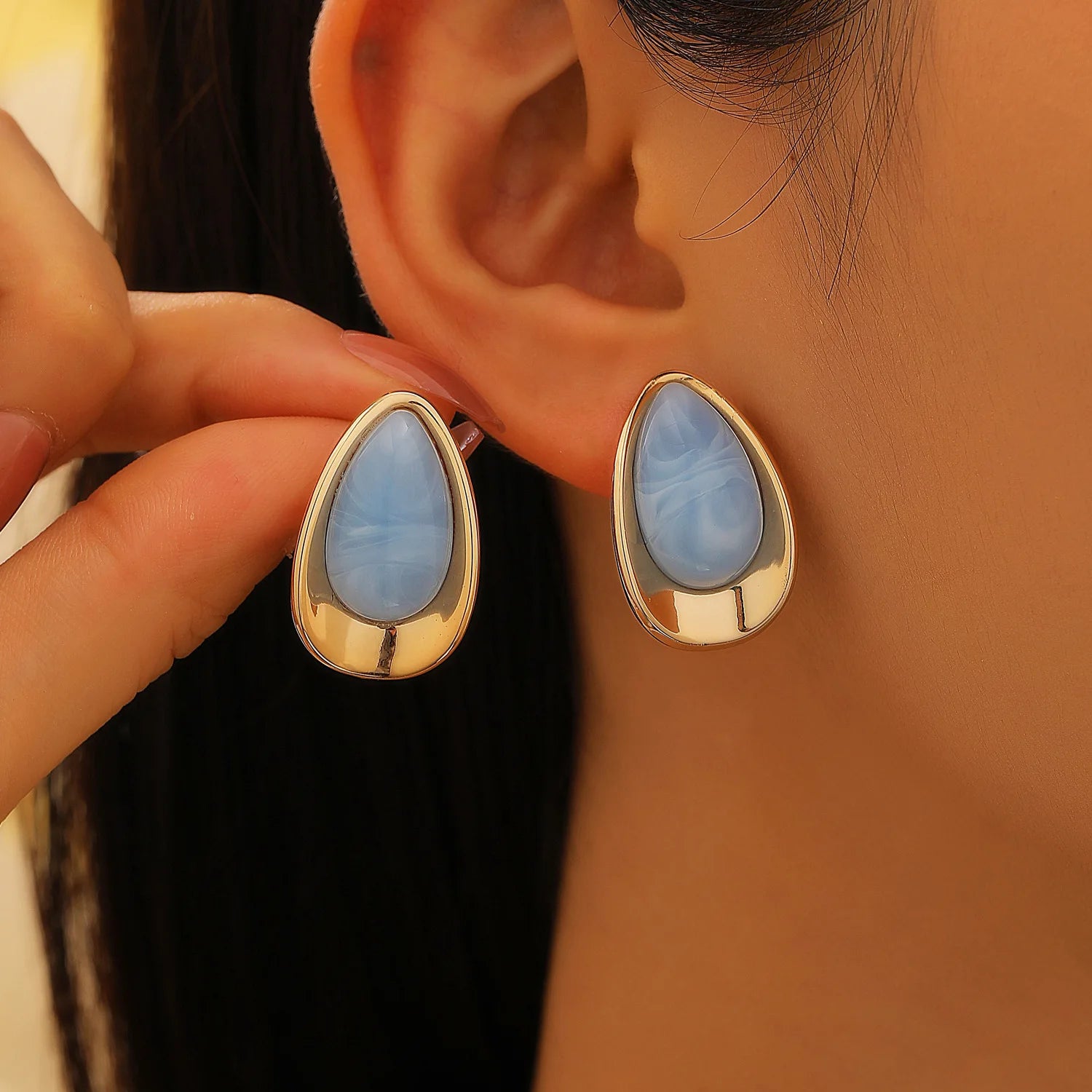 Fashion Ins Minimalist Water Droplet Earrings, Elegant Women's Luxury Quality Jewelry Accessories, Trendy Party Holiday Gifts