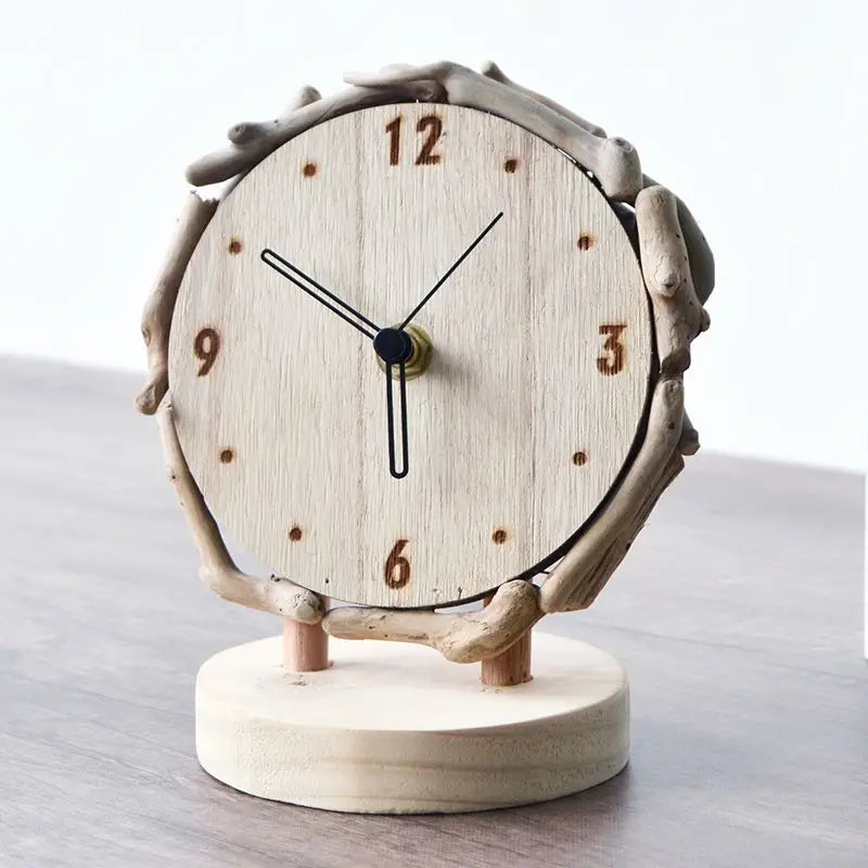 Log Desk Clock Living Room Simple Desktop Ornament Clocks Creative Silent Table Clock Watch Home Decoration