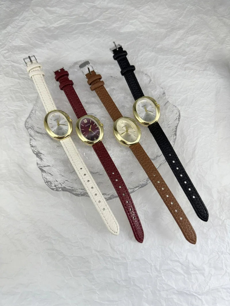 Fashion Quartz Watch for Women Simple Leather Strap Pigeon Egg Dial Ladies Watches Luxury Gift Girl Wristwatches Dropshipping