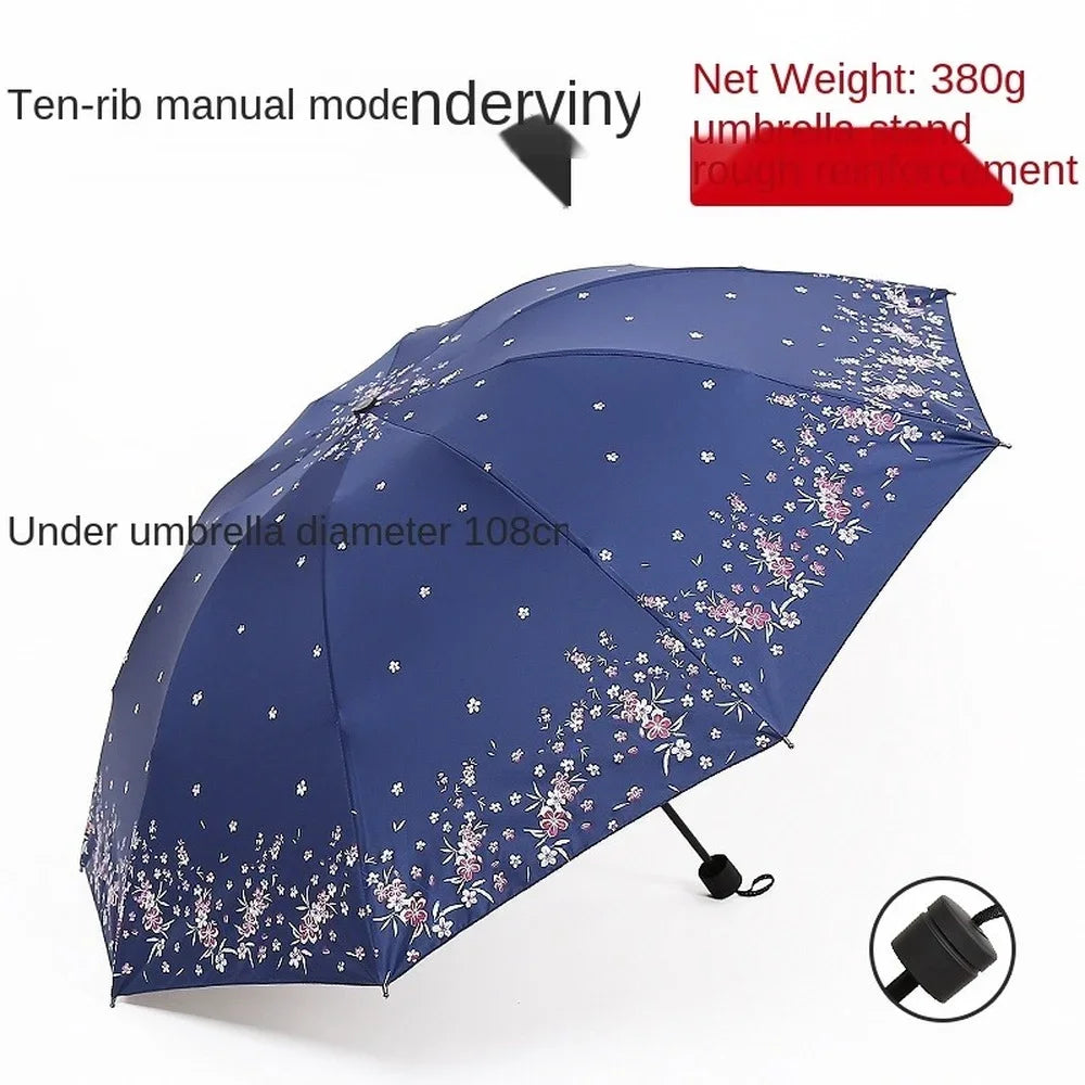 Double Large Umbrella Flower Pattern Rain Umbrellas Anti UV Sun Protection Rain Umbrella Women Folding Portable Travel Parasol
