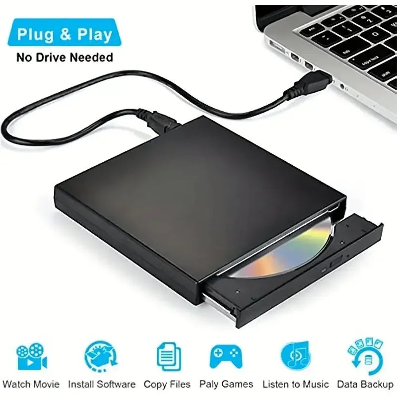 USB 3.0 Type-C External CD DVD Drive, USB 2.0 Slim Protectable External CD-RW Drive DVD-ROM  Player for Laptops Desktop PCs