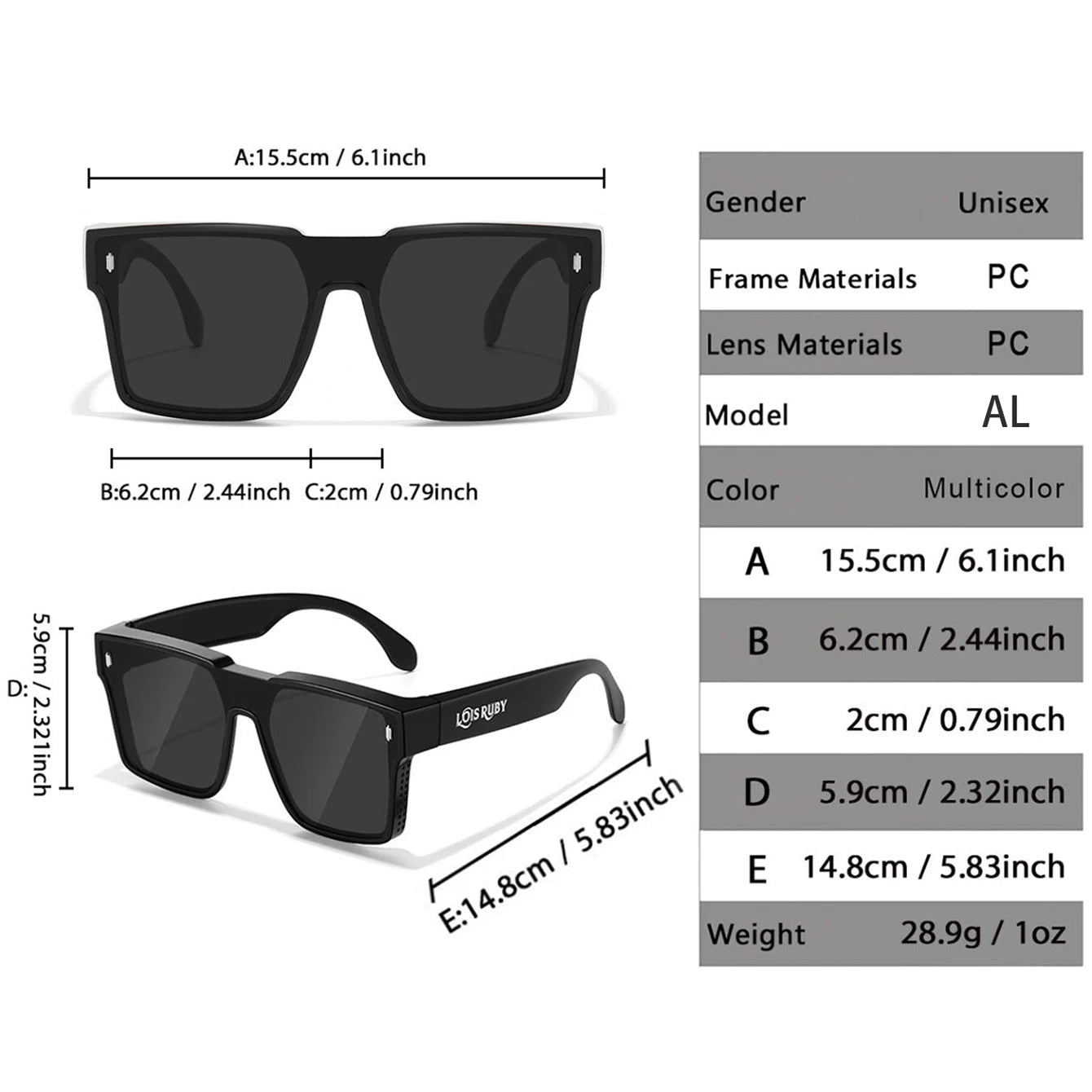 Men's Oversized Square Sunglasses Fit over Lens Myopic Eyeglasses for Prescription Wear Driving Fishing Bicycle Goggles