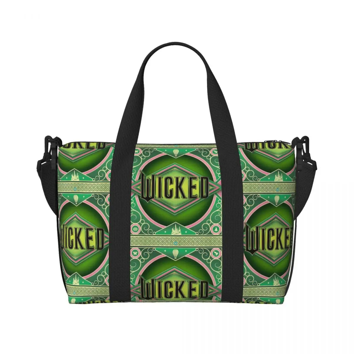 Custom W-Wickeds Funny Turn Round Tote Bag for Women Big Capacity Classical
 Beach Gym Travel Bags