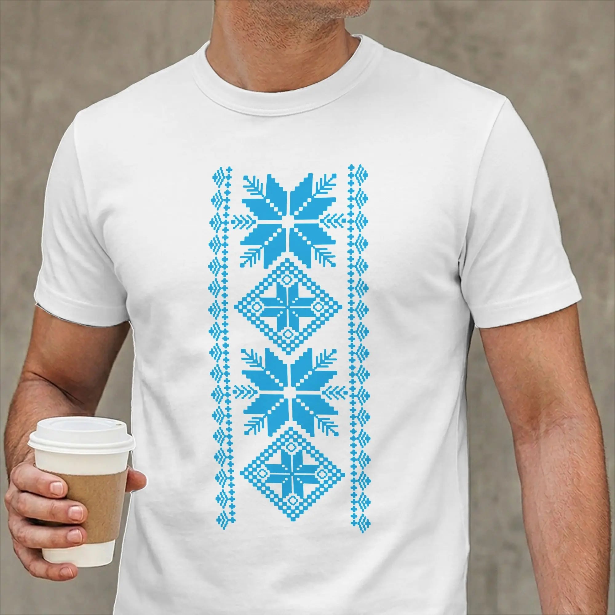 Ukrainian Vyshyvanka T-Shirts for Men Symbols of Ukraine Funny 100% Cotton Tee Shirt Crewneck Short Sleeve T Shirt Clothes