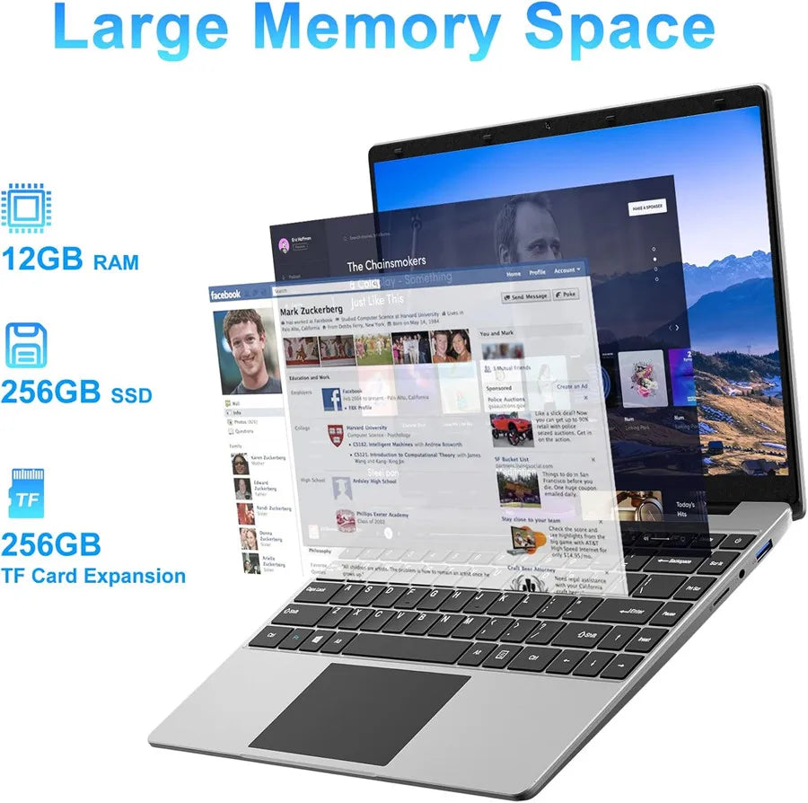 14 Inch Windows 10 Laptops Computer EZbook S5 12GB LPDDR4 RAM 256GB SSD ROM 1080p FHD J4105 CPU with Celeron 4-Core Processor