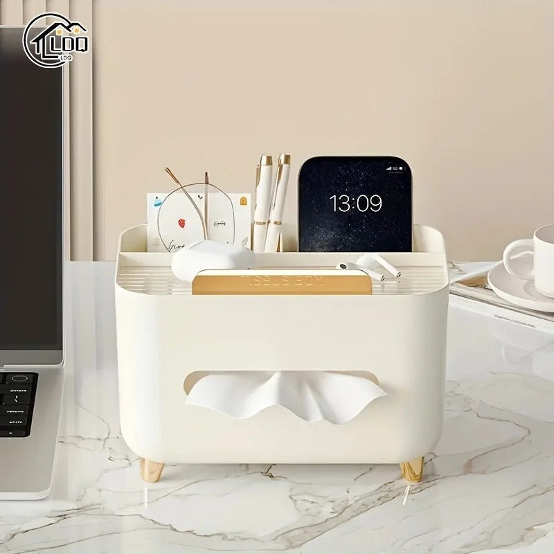 Tissue Box Home Living Room Desktop Multi Functional Desktop Manager for Home Office Desk