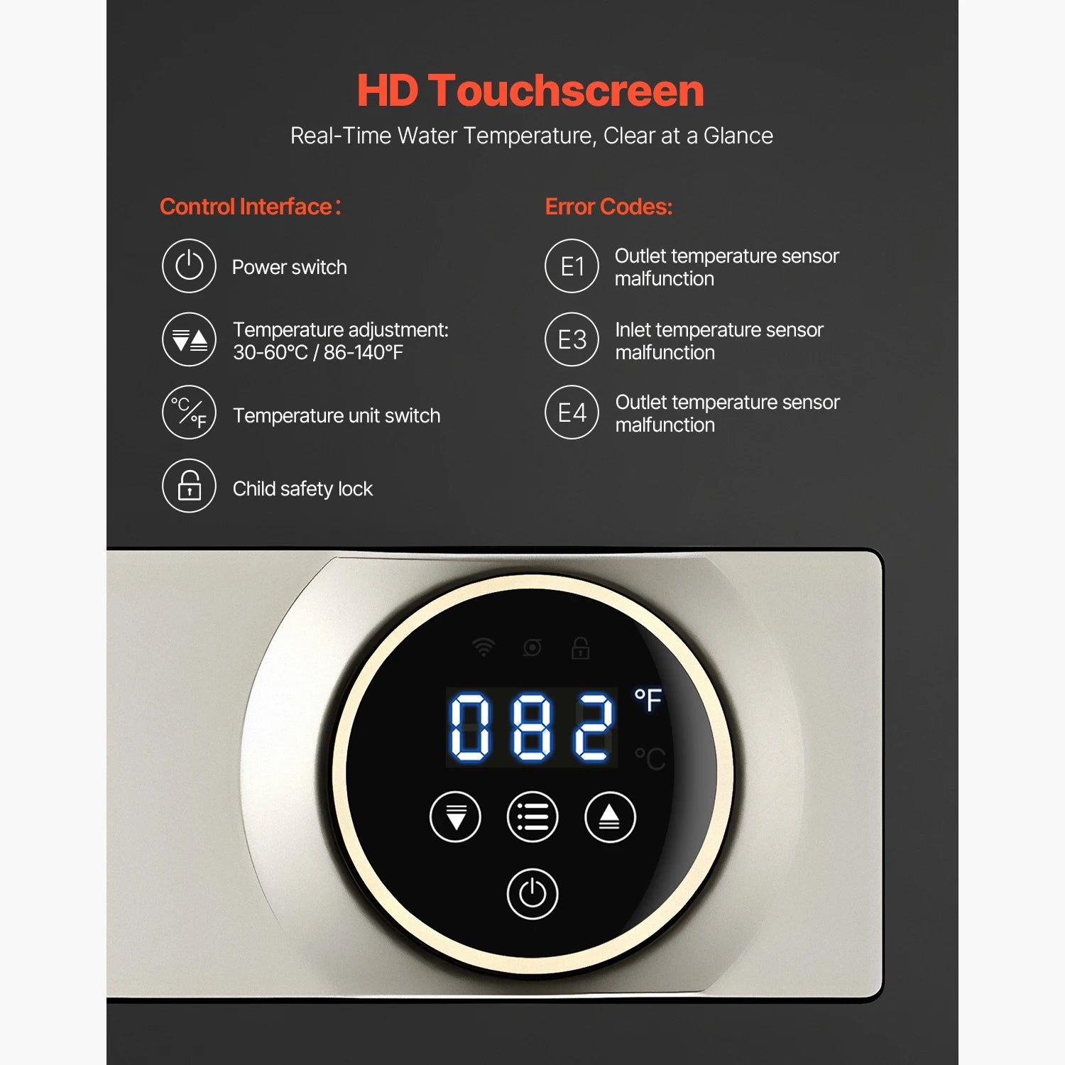 SucceBuy Tankless Electric Water Heater 27/36kW Instant Hot Water Heater Under Sink On Demand for Bathroom Child Security Lock