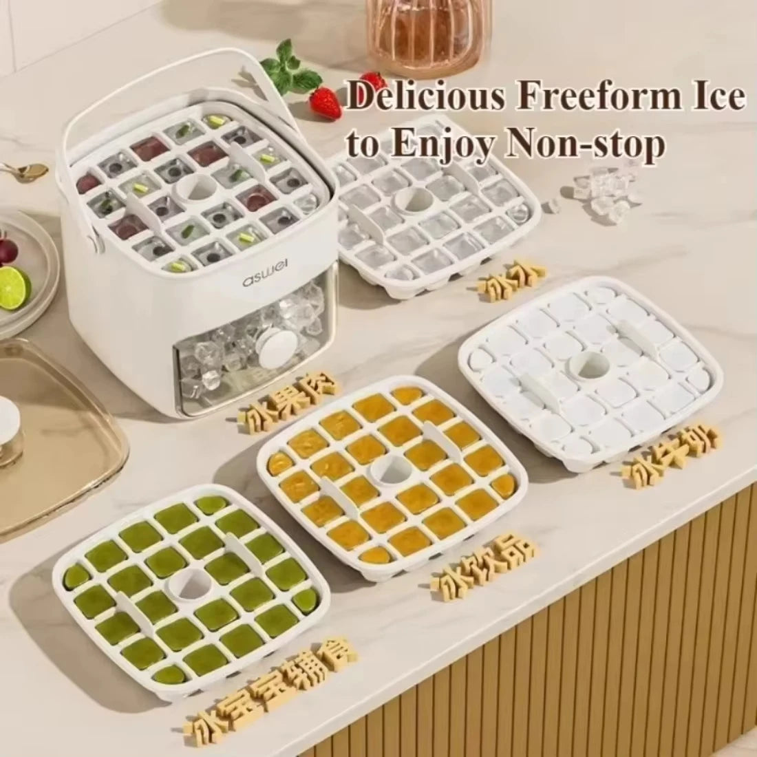 48 Rows Ice Maker With A Simple Press On Lid Double Layer Design Essential For Making Homemade Ice For Desserts And Beverages