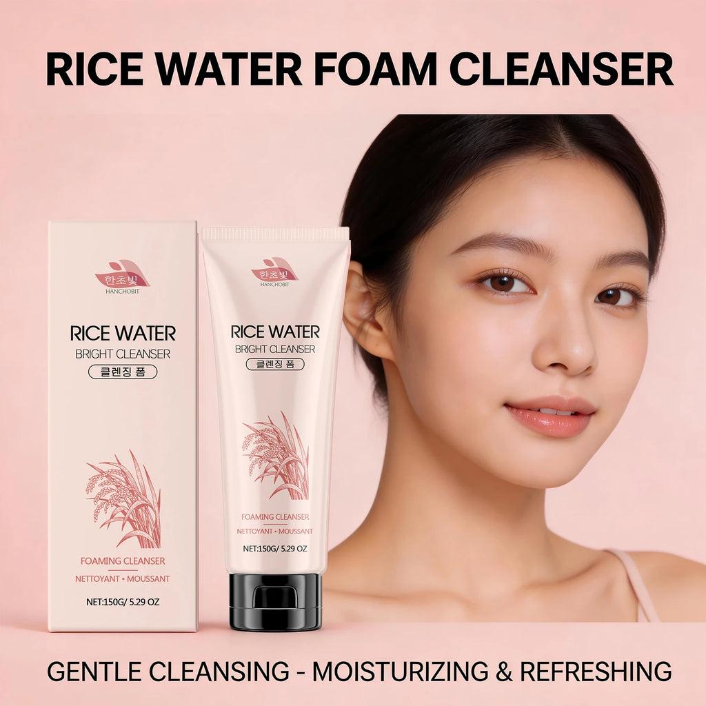 Rice Water Foam Facial Cleanser Deep Cleaning Skin Oil Control Moisturizing Brightening Shrink Pores Facial Cleanser Foam 150ml
