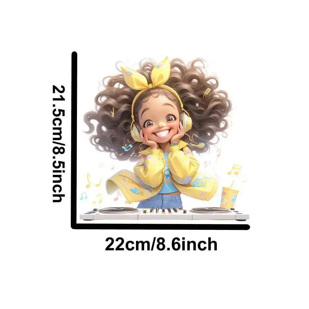 Yellow Guitar Music Girl Heat Transfer Patches For Clothing DIY A-Level Washable T-shirts Iron-on Thermal Stickers