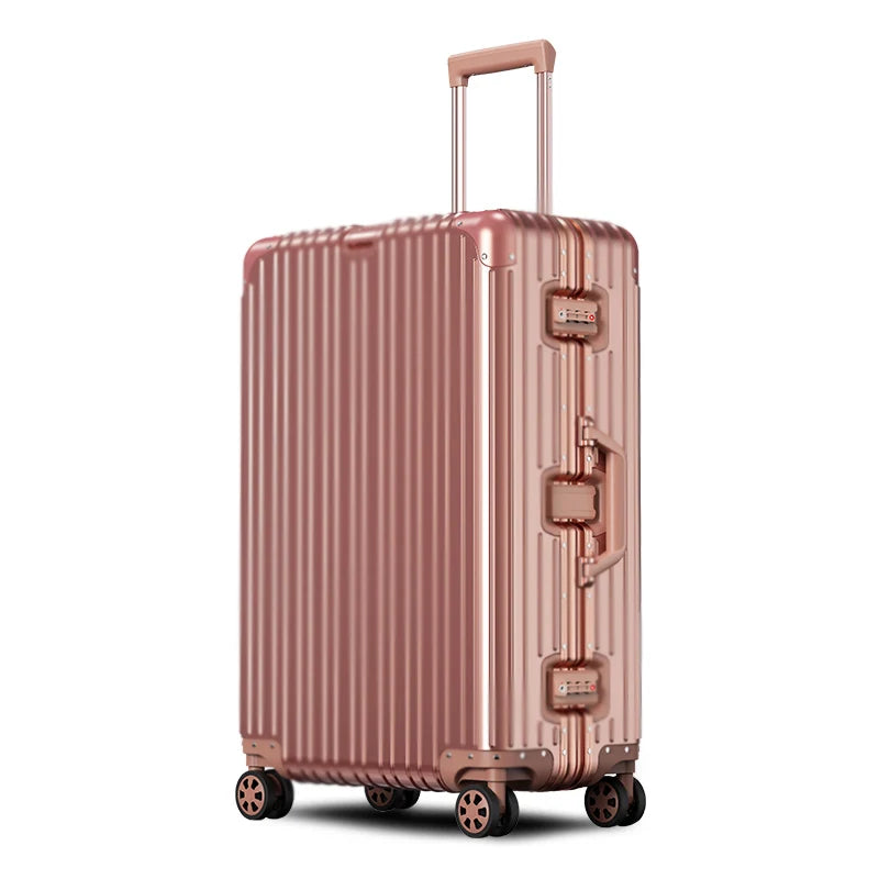 All Aluminum luggage 20/22/24/26/29 inch 100% Aluminium Magnesium Alloy Suitcase Password Trolley Case Cabin Travel Suitcases
