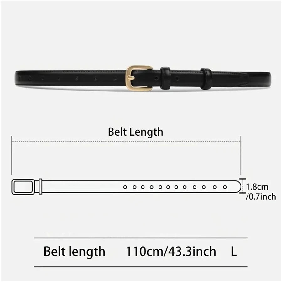 Women's Belt Fashion Black Belt Retro Needle Buckle Jeans Belt Casual Strap Long Skirt Belt