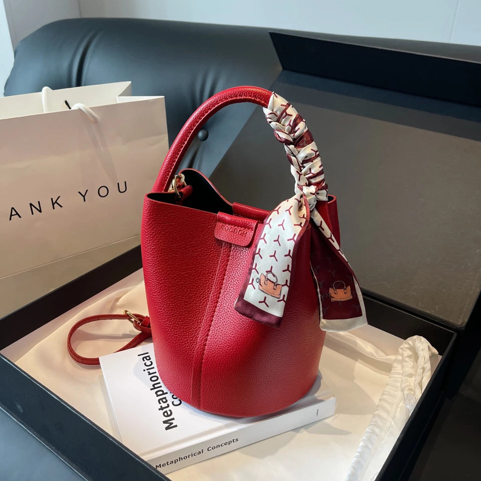 Hot Selling Simplicity High-End Women's Crossbody Bag Pu Material Versatile Bucket Bag Fashion Handbag Commuting
