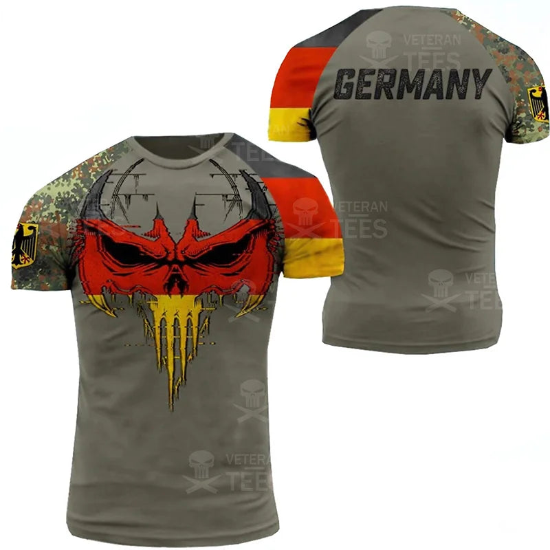 Germany Flag T Shirt Men Tops Tee Shirts 3D Jungle Camo Printed Deutschland Eagle Emblem T-Shirt Olive Beige Forest Short Sleeve
