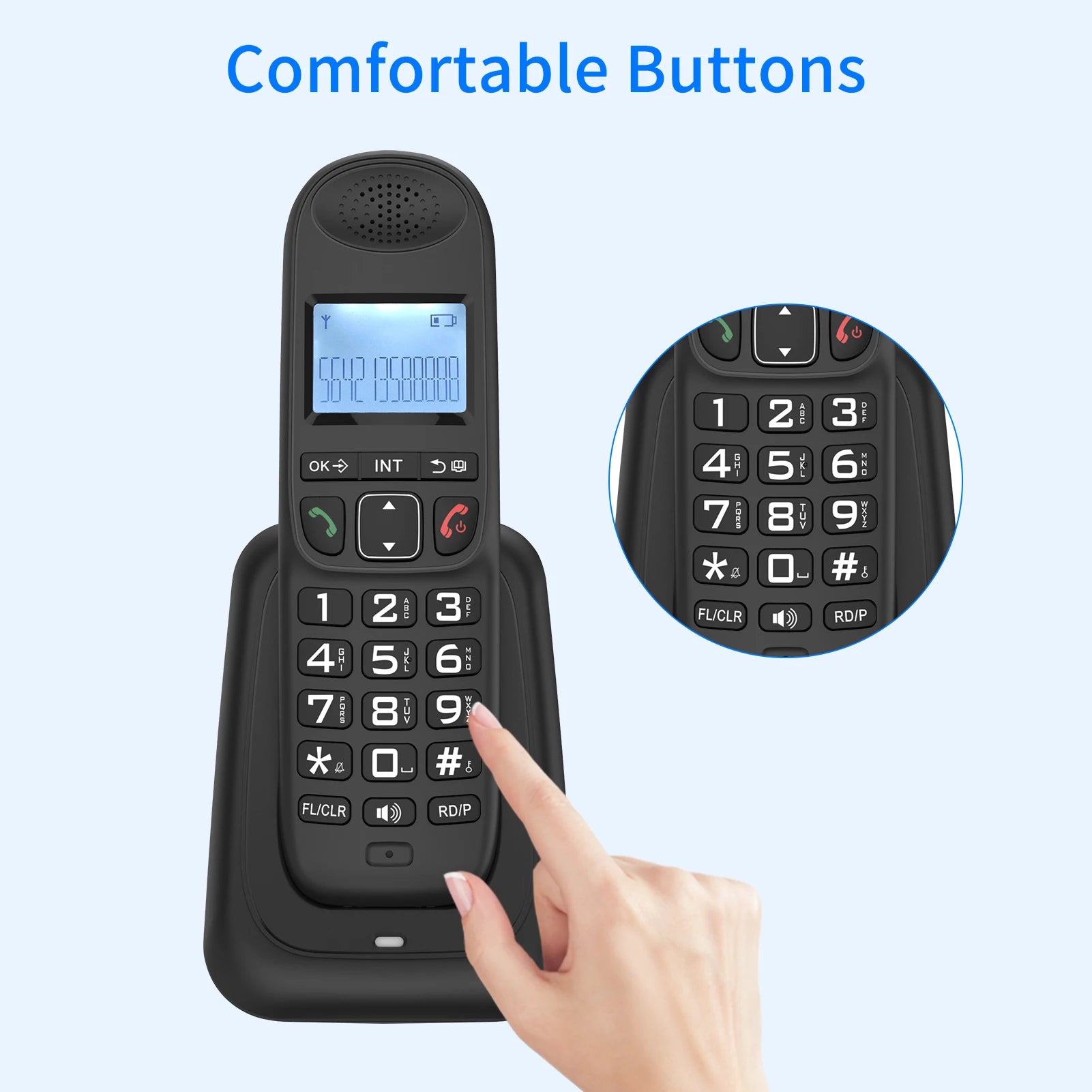 Expandable Cordless Phone System with 3 Lines Display Caller ID Hands-free Calls Intercom Conference Call Mute Function