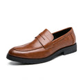 Designer Brand Men's Leather Casual Shoes Versatile for Commuting Work Loafers for Men's Business Flat Shoes Trendy Gray
